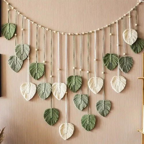 Boho macrame tapestry - macrame, leaf