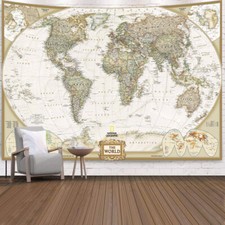 Large World Map Tapestry Wall