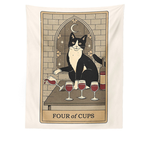 Four cups tarot - tarot, cat
