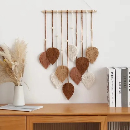 Handmade leaf macrame wall - macrame,